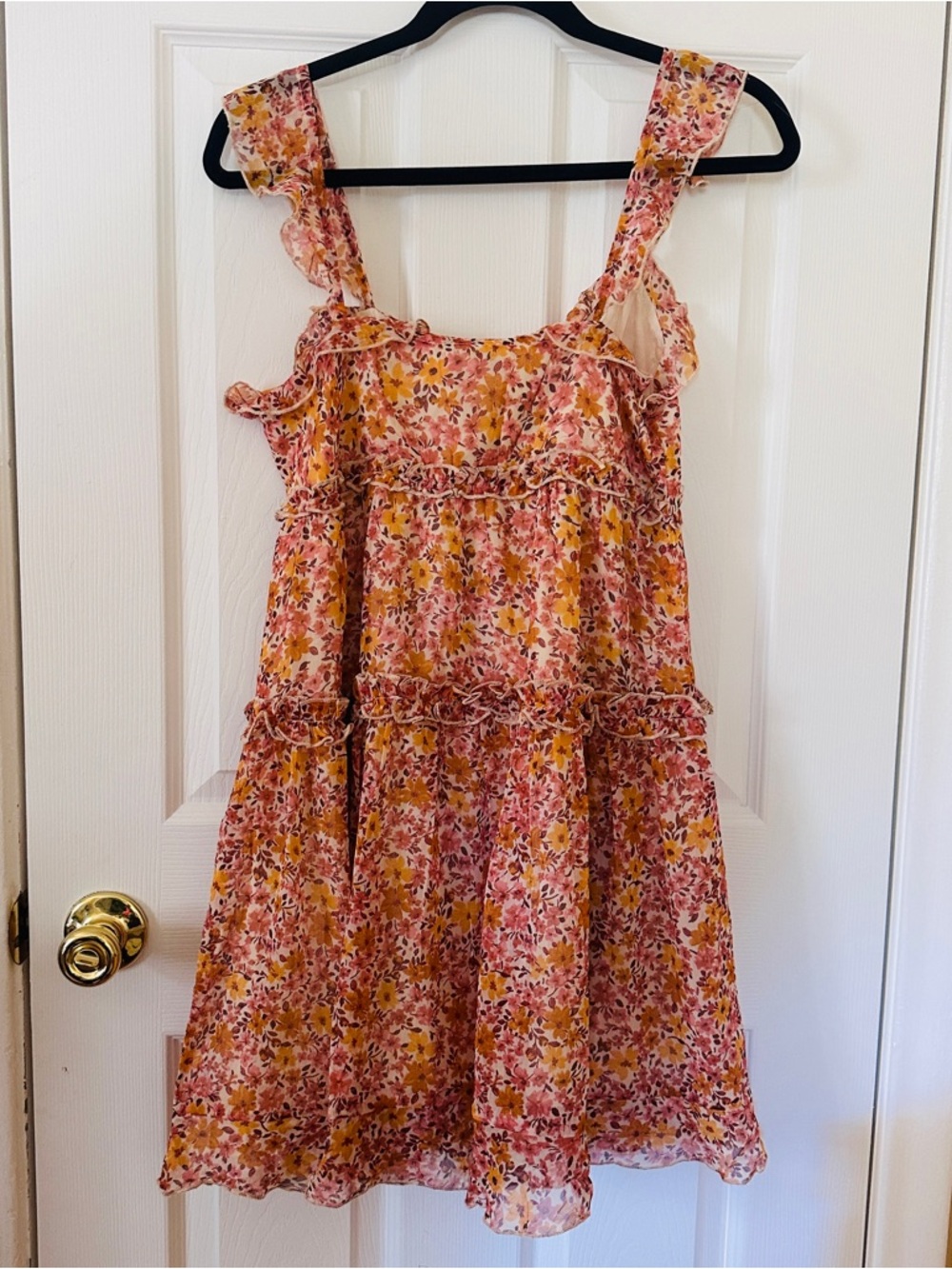 NWT Patrons Of Peace Women’s Floral Ruffle Mini Dress Boho Cottagecore Small - Picture 3 of 8